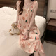 BEI YIFU Camisón para mujeres en verano con almohadilla de pecho de hielo de alta gama Pajamás de pijama de verano Damas dulces y lindas ropa para el hogar 1355#Flores rojas 2xl