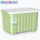 SPACEXPERT Clothing Storage Box Plastic Organizing Box 60L Green 1 Pack with Wheels
