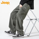 Jeep (JEEP) Casual Pants Men's Spring and Autumn Straight Leg Loose Pants Men's Trendy Overalls Men's Pants Military Green XL
