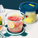 
Chuangde heat-resistant glass fresh-keeping box, special lunch box for office workers' microwave oven, separate glass bowl bento box set, Xinghai blue round 700+three partitions 1050+pack tableware