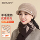SOMUBAY (SOMUBAY) middle-aged and elderly hats for mothers, autumn and winter warm fashionable berets for grandmothers in winter wool cold-proof caps, Mocha single hat, one size fits all 56-58CM