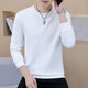 List of new spring and autumn sweatshirts for men, long-sleeved T-shirts, Korean style slim-fit bottoming shirts, trendy jacquard tops, white L (120Jin Jin is equal to 0.5kg -140Jin Jin is equal to 0.5kg)