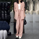ANGEL MOOD spring extra large size fat girl m suit jacket wide leg pants suit slim casual pink loose suit 200 Jin Jin equals 0.5 kg Pink suit (spring and autumn) XL (recommended 110-135 Jin Jin equals 0.5 kg)