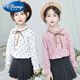 Disney (Disney) Girls' Shirts 2025 Autumn New Thin Long-Sleeved Jacket Chiffon Polka Dot Shirt for Medium and Large Children Fashionable Dress Pink 120 cm