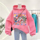 Haolia children's clothing girls' sweatshirt children's velvet thickened 2021 new autumn and winter outer wear long-sleeved medium and large children's girl pullover 2122 cartoon sweatshirt pink velvet 150 suitable for height 138-148 cm