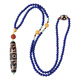 Potala Palace Three-Eyed Padmasambhava Dzi Bead Pendant Southern Red Transfer Bead Lapis Lazuli Necklace for Men and Women as Birthday Gift for Boyfriend