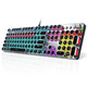 Forward (EWEADN) TK100 punk mechanical keyboard and mouse set e-sports game wired desktop computer laptop external keyboard and mouse office chicken eating multi-function knob black mixed light blue shaft