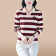 Fangluyu long-sleeved T-shirt for women in spring and autumn new middle-aged mother high-end cotton lapel POLO shirt casual T-shirt loose T-shirt 6636 black and white one size XL recommended to wear 110-119Jin [Jin equals 0.5 kg]