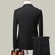 ROMON suit men's business slim formal dress groomsmen suit groom suit single button suit black 2XL