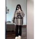 DXOT2025 new sweater for women for small people in autumn and winter, thickened, loose, lazy, soft, glutinous milk, fufu sweater trendy gray version S recommended 80-95Jin Jin equals 0.5 kg