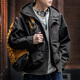 Madden Workwear American Casual Functional Hooded Jacket Men's Autumn Outdoor Waterproof Sports Jacket Loose Profile Top Black L