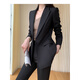 Sugargirl spring and autumn black suit set for women fashion high-end professional formal wear host casual versatile suit jacket 2694 black six-button suit + pants M
