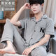 Pretty Ya (Qiaoliya) Pure Cotton Herren-Sommerpyjamas kurzärmeliger Anzug Dünne Sommerhosen Männer mittleren und älteren Frühlings- und Herbststilen Haus 698 L (Empfohlen 110-130 Jin [Jin gleich 0,5 kg]))