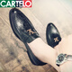 Katile Crocodile Europe Station Night Hair Stylist Poined Toe Cuero Casual Leather Shoes British British Lazy Business Business Beans Zapatos para hombres 9871 Negro 38