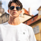 Mr. Bu Bu simple pocket design pure cotton T-shirt 2025 spring and summer new English printed short-sleeved white TGT15262 Haoyue White S (165)