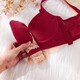 Langsha red underwear women's bra thickened cup small breasts big breasts wedding year of the horse palace style Qiji bra set