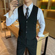 
Ayou fat big size suit men's business formal suit groom best man wedding two-piece suit black single vest M