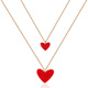 Fat Donglai's same 18k gold red heart necklace purchased from Japan for little girl, yellow size, small red heart, small size