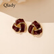Qlady red oil dripping geometric earrings for women 2024 new retro autumn and winter earrings feminine earrings high-end gift