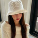 Pengxuan White Bow Fisherman Hut Korean Nische Designer Retro Velvet Frauen Frühlings- und Sommer -Sun -Basin Hut Weiß One Size M (5658 cm)