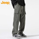Jeep (JEEP) Casual Pants Men's Spring and Autumn Straight Leg Loose Pants Men's Trendy Overalls Men's Pants Military Green XL