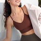 Seamless basic slim waist-tightening and simple elegant sports running BRA underwear F14117 Roman brown L