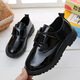 Ershanji Boys Leather Shoes Black Children's Campus Small Leather Shoes Soft Sole Performance Shoes New Performance Little Boys British Students Black Velcro Style 34 Size Inner Length 21.5cm