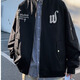 POUM jacket men's European and American high street jacket men's and women's trendy brand handsome couple autumn American baseball uniform men's casual loose JS-898 black regular L (120-135Jin Jin equals 0.5 kg)