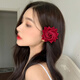 Beautiful atmosphere French retro simulated rose hair clip edge clip fairy temperament niche design high-end small clip red rose brooch hair clip