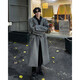 NEW OR MODE British style long lapel woolen coat men's autumn and winter new style versatile rivets high-end loose trendy brand coat black L