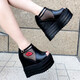 Luyiyahan women's pine cake sandals in spring and summer heels in the heels and fish mouth sandals waterproof platform high heel mesh thick sole 9568-25 lips black 14cm 36