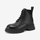 Qianbaidu heighten Martin boots for women in winter new genuine leather fashionable short boots for women shoes with velvet to keep warm black (velvet inside) 37