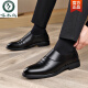 Zapatos de pájaros carpinteros zapatos de cuero para hombres 2025 Autumn and Winter Casual Shoes Altura de desgaste formal y un pie calentamiento de cuero negro calentado de cuero de moda Nuevos productos negros [6189-2] 39