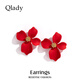 Qlady flower red earrings female temperament high-end niche unique earrings for women 2025 new light luxury silver needle earrings for women