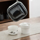 Gold inlaid jade travel tea set, portable single person kung fu set, outdoor simple tea making cup, companion