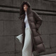 Tambor down jacket women's long fashion casual versatile warm thickened hooded bread jacket 530836Z Elephant Coffee 165
