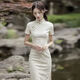 Du Yanzhi cheongsam women's summer new style sexy and bone-breaking young girl high-end temperament French improved Republic of China retro off-white 802 L (165) 100-110Jin Jin equals 0.5 kg (skirt length is about 115)