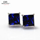 Fat Donglai's same Tanzanite sapphire princess-shaped earrings for women, Korean style, main stone 7X7mm