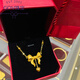 Fat Donglai same style love bow gold necklace female 18K gold plated fugitive princess butterfly clavicle chain yellow bow necklace chain set