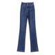 Qiao yumeneng modische elastische, hoch taillierte Mikro-Flare-Hose für Frauen im Herbst und Winter im Herbst und Winter Hong Kong Flavor Hochtemed schlanker und vielseitiger Denim-Bellboot-Hosen 9923# Blue S