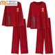 
Modal year couple pajamas for women in spring and autumn pure cotton red wedding wedding suit one man and one woman home clothing suit 01M9227 men L