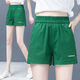 SOVK Sticked Shorts für Frauen 2025 Sommer Neue Koreanische Version Vielseitige elastische Hochtaille schlanker lässiges Casual A-Line Wide-Big Hot Hosen Khaki 9909 L 105-115jin [Jin gleich 0,5 kg]