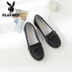 Playboy (Playboy) Damenschuhe Herbst Herbst bequeme Soft alleinige Schuhe Frauen Mode Krankenschwester kleine Lederschuhe Frauen Freizeitschuhe Frauen 1615 Schwarz 38