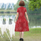 
Fuxi Mama Summer New Dress Imitation Silk Cheongsam Fashionable and Noble Middle-aged and Elderly Women's Summer Temperament Large Size Skirt 698 Red 6XL Recommended 160 Jin [Jin equals 0.5 kg] or above graceful and luxurious