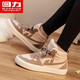 Pull back women's shoes, cotton shoes, women's winter 2024 autumn and winter new style plus velvet thickened high-top canvas shoes sneakers for couples two cotton shoes Mi Qianka-plus velvet 39 (245mm)