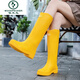 Woodpecker Japanese women's rain boots summer rain boots women's sea water shoes high-top waterproof non-slip fashion outer wear rubber shoes soft sole 689 yellow 39
