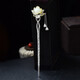 Silver Jade Lotus Hairpin Women's Tassel Silver Hairpin Cheongsam Modern Ancient Style Hanfu Step Shake Jade Hairpin Fashion Hair Accessories Lotus Hairpin