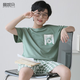 Mannido boys pajamas summer new short-sleeved boys pure cotton children big children's cotton thin youth home clothing set N6621 [double short] 175 larger version L code [115-135Jin[Jin equals 0.5 kg]]