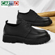 Cartelo Lederschuhe für Männer im Herbst Neue echte Ledergeschäft Formale Wear Männer lässige Männer lässig vielseitig dicke Sohle Big Head Derby Schuhe Schwarz 6625 Vier-Jahreszeiten Modell 38 Standard Lederschuhgröße