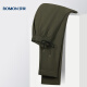 ROMON casual pants men's summer loose sports straight pants ice silk elastic nine-point pants men's clothing 718 military green M